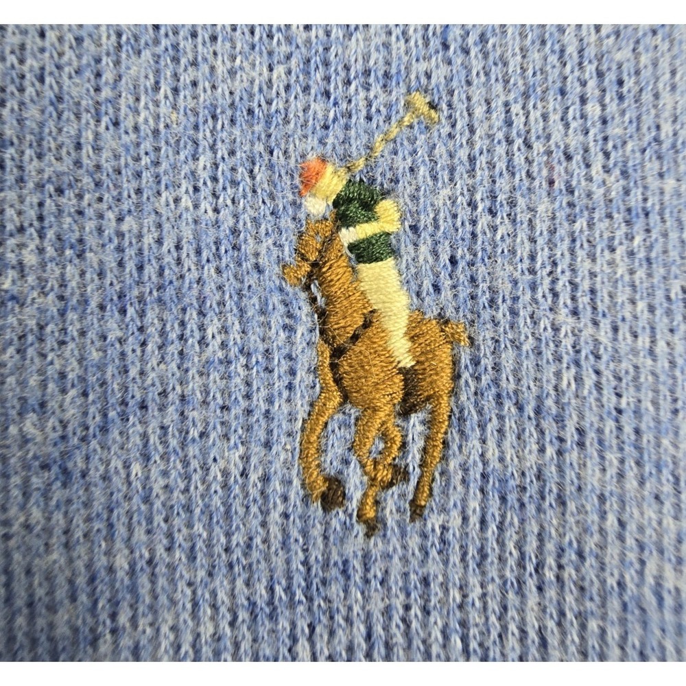 Polo Ralph Lauren Estate Rib Quarter Zip Pullover Sweater Mens L Blue Flesh Pony